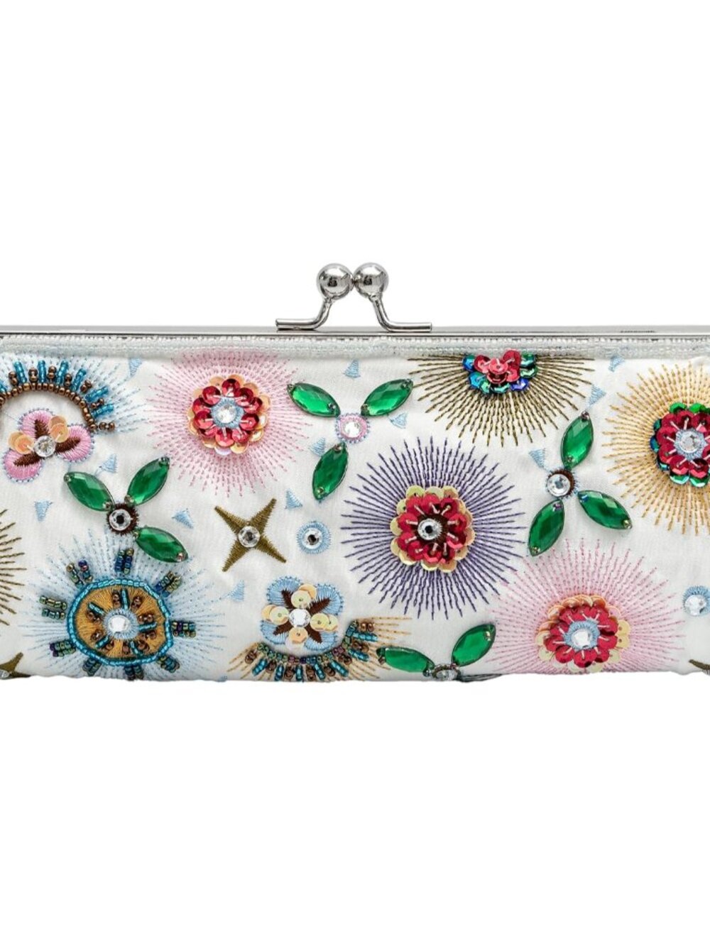 Colorful Floral Leaves Embroidered Sequined Clutch Purse Small Flower Prom Purse